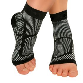 Compression Sports Ankle Brace; Heel Protector For Pain Relief (Color: Black, size: S-M)