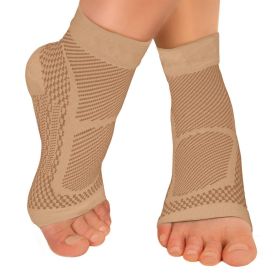 Compression Sports Ankle Brace; Heel Protector For Pain Relief (Color: Skin Tone, size: L-XL)