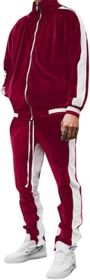 Men's 2 Pieces Full Zip Tracksuits Golden Velvet Sport Suits (Color: Red, size: S)