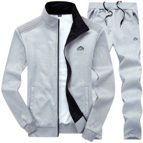 Men's 2 Pieces Fitness Tracksuit Set (Color: Gray, size: XL)