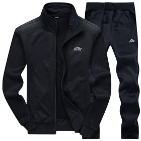 Men's 2 Pieces Fitness Tracksuit Set (Color: Black, size: XL)