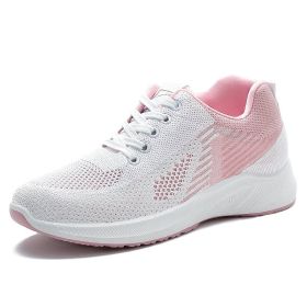 Women Mesh Casual Sport Shoes Outdoor Soft Sneaker (Color: white pink, size: 41)