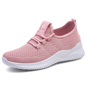 Women Mesh Casual Sport Shoes Breathable Lightweight (Color: Pink, size: 37)