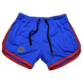 Men Gym Fitness Shorts (Color: Dark blue red, size: L)