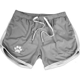 Men Gym Fitness Shorts (Color: Gray white, size: XL)