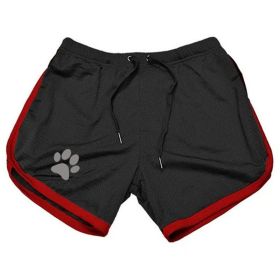 Men Gym Fitness Shorts (Color: Black red, size: M)