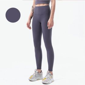 High Waist Leggings Push Up Sport Women Yoga Pants (Color: Style4Grey Purple, size: L)