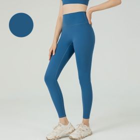 High Waist Leggings Push Up Sport Women Yoga Pants (Color: Style3Ink Blue, size: L)