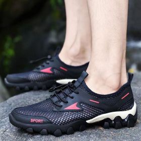 Outdoor Casual Sandals Men Black Mesh Hollow Breathable (Color: Blue, size: 44)
