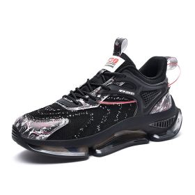 Men Sneakers Breathable Running Shoes Outdoor Sport Fashion (Color: Black, size: 42)