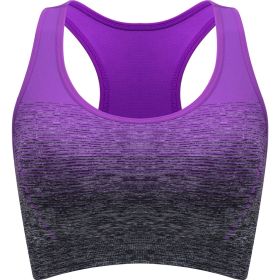 Medium Support Two Tone Racer Back Sports Bra (Color: Purple, size: M(6))