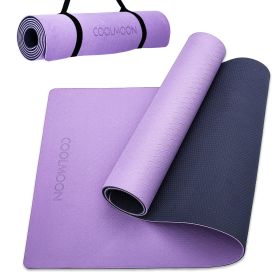 COOLMOON 1/4 Inch Extra Thick Yoga Mat Double-Sided (Color: Purple)