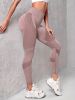 3pcs Seamless Striped Yoga Leggings For Women, High Stretch